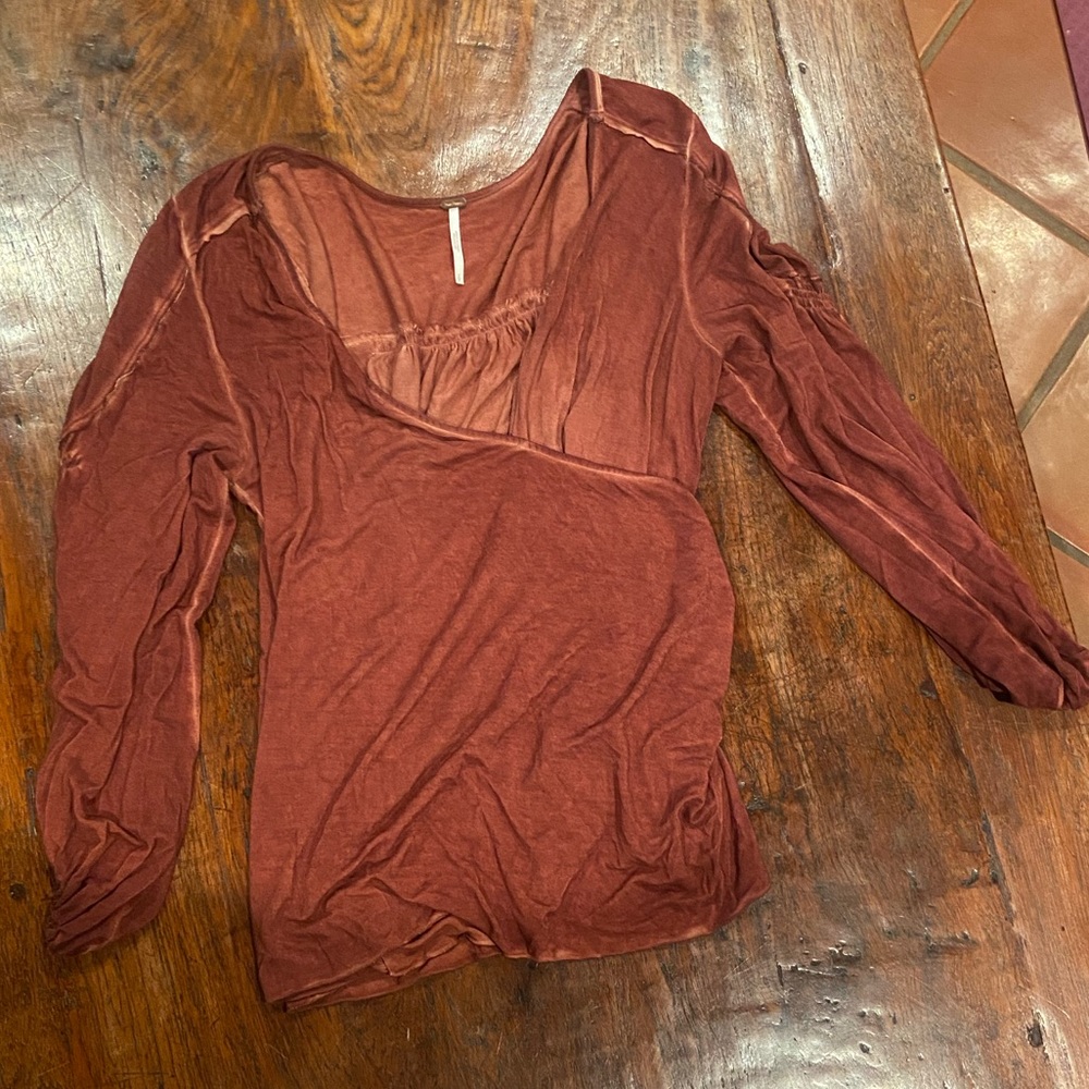 Free people stretchy burnt orange blouse